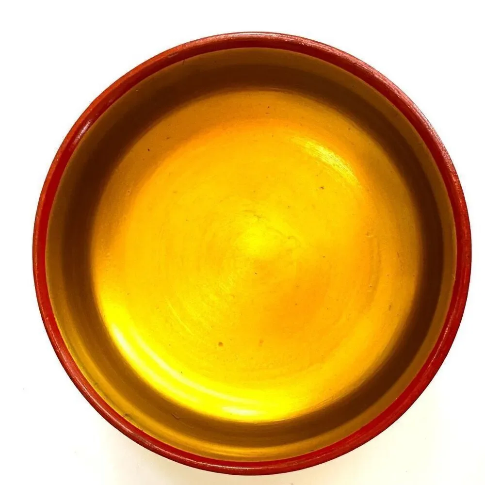Vintage Wooden Lacquer Bowl Hand Made in Russia